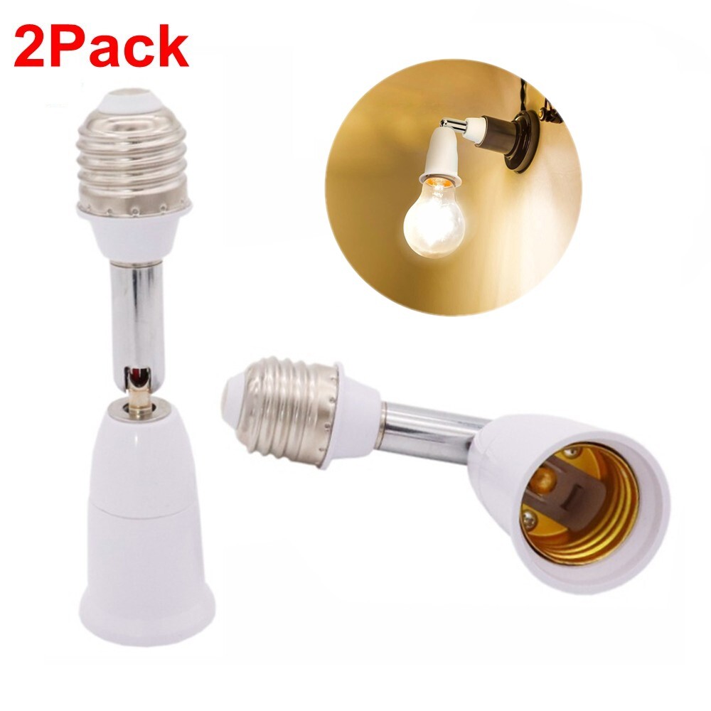 2 Pack E26/E27 Light Socket Extender 4.5 Inch Extension Adjustable Vertical 90°