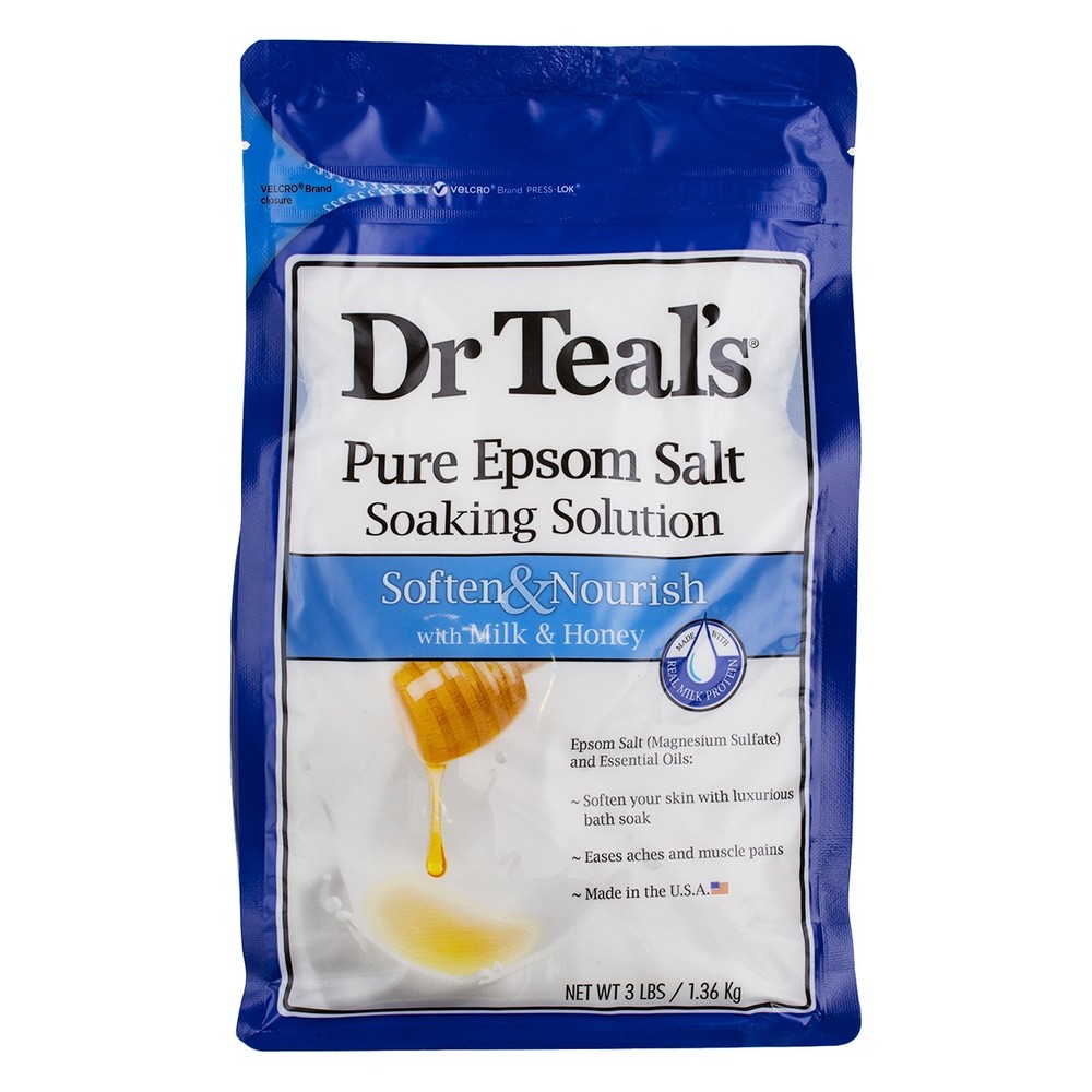 Dr Teal's Pure Epsom Salt Soaking Solution, Milk & Honey, 3 lbs