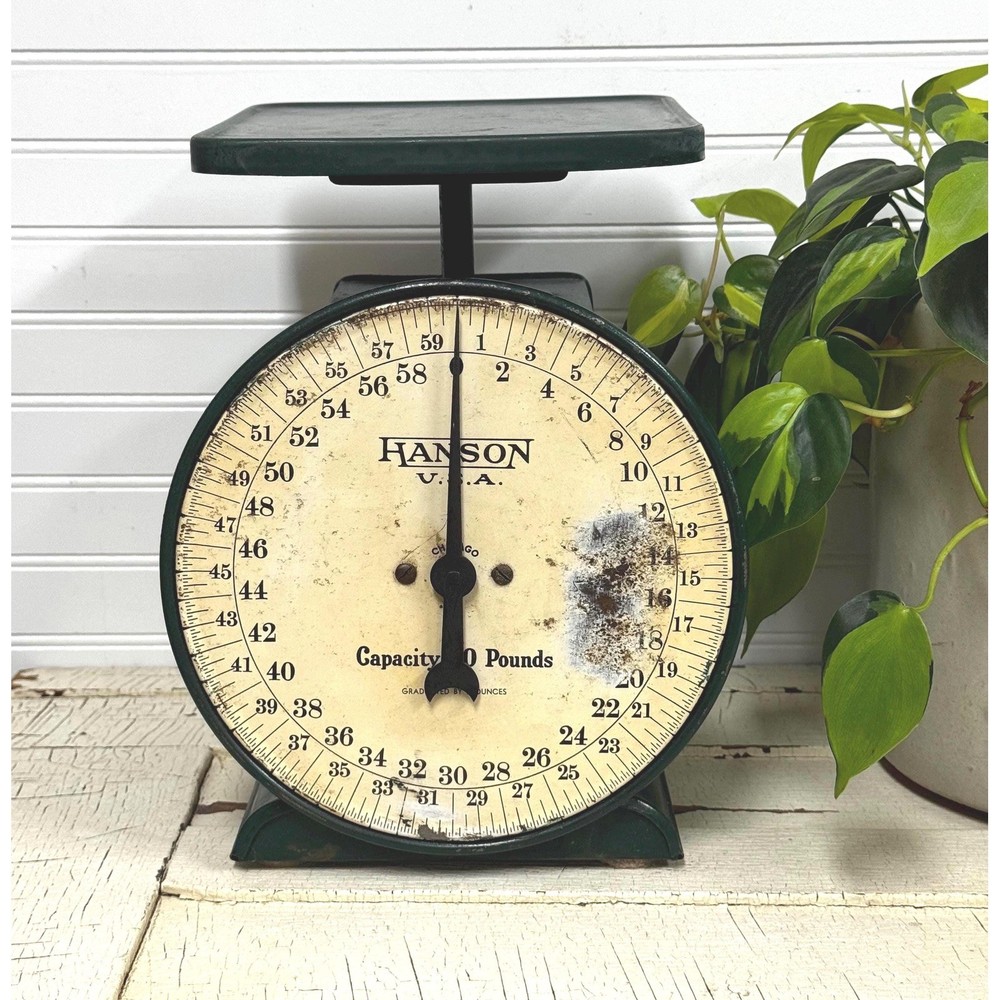 Vintage green large kitchen scale- Hanson 60 pound scale