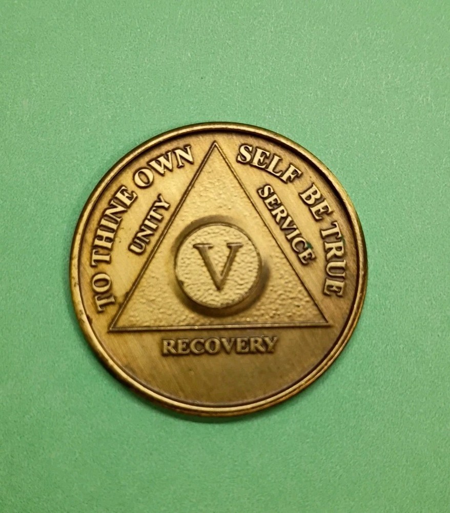 Alcohol Anonymous 5-year Recovery Bronze Token 34mm.