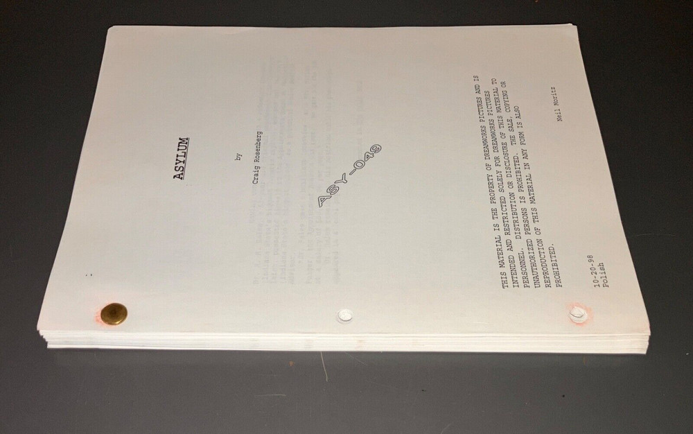 ASYLUM (10/20/98 Neil Moritz Unmade? Thriller Script Polish + COA!