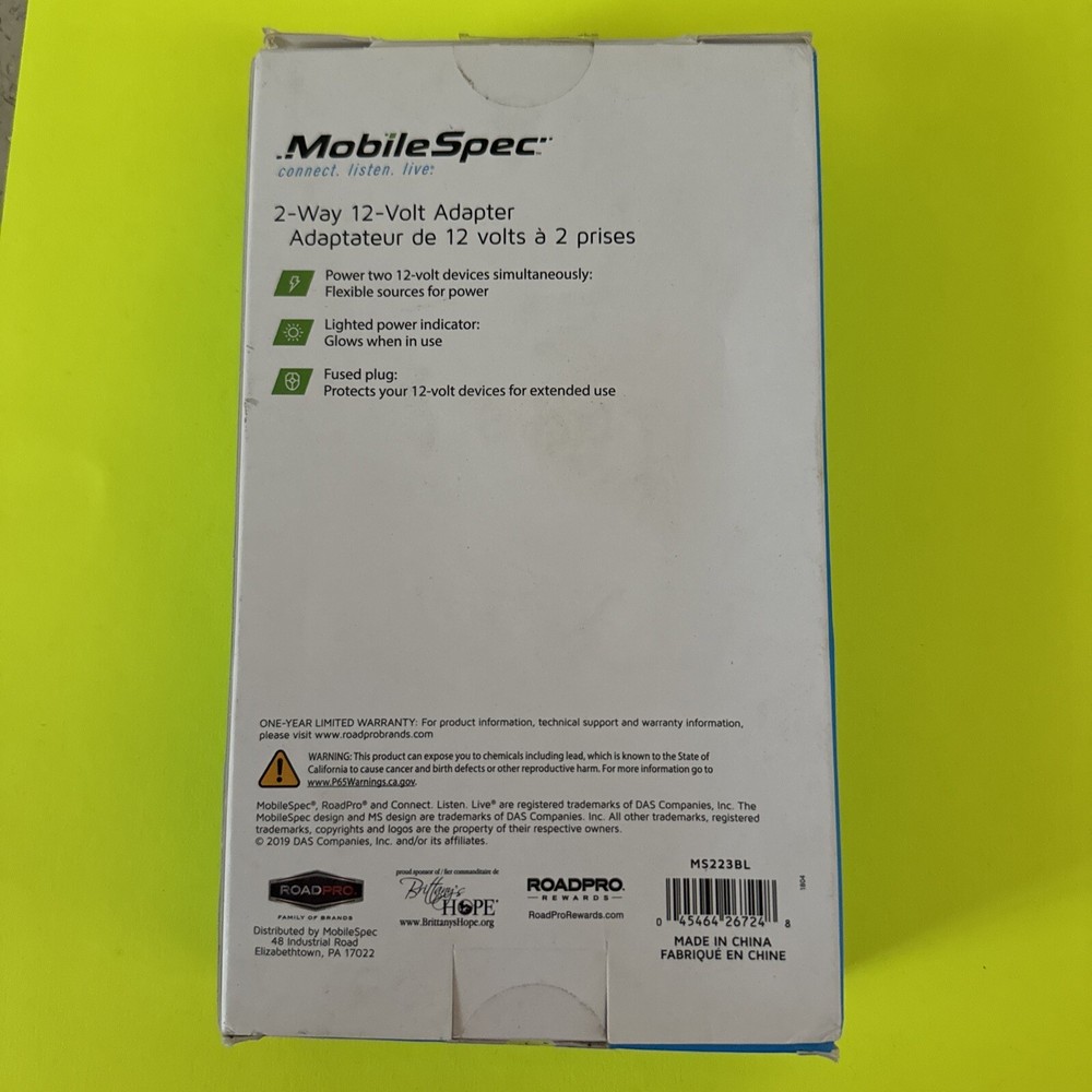 Two Way 12volt Adapter Mobile Spec Fused Plug New