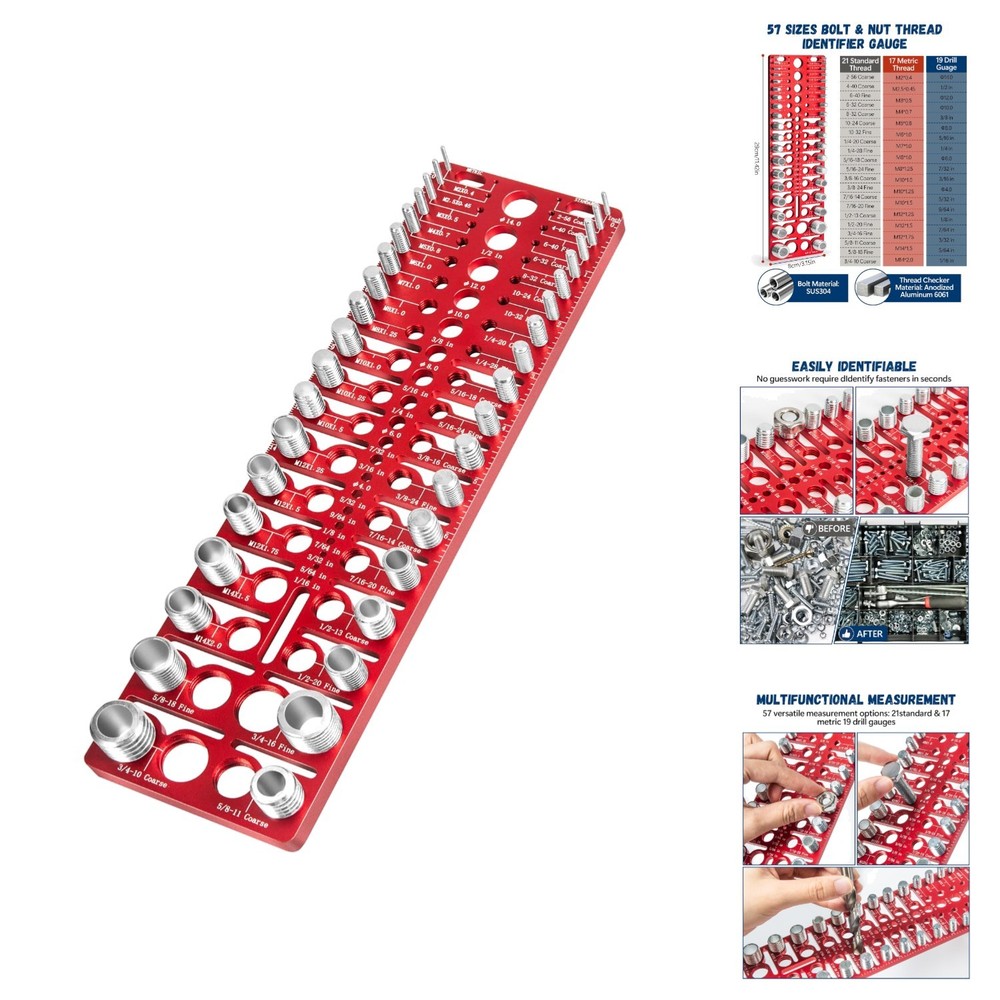 57 Nut & Bolt Thread Checker Standard Metric Identifier Gauge & Drill Bit Sizes