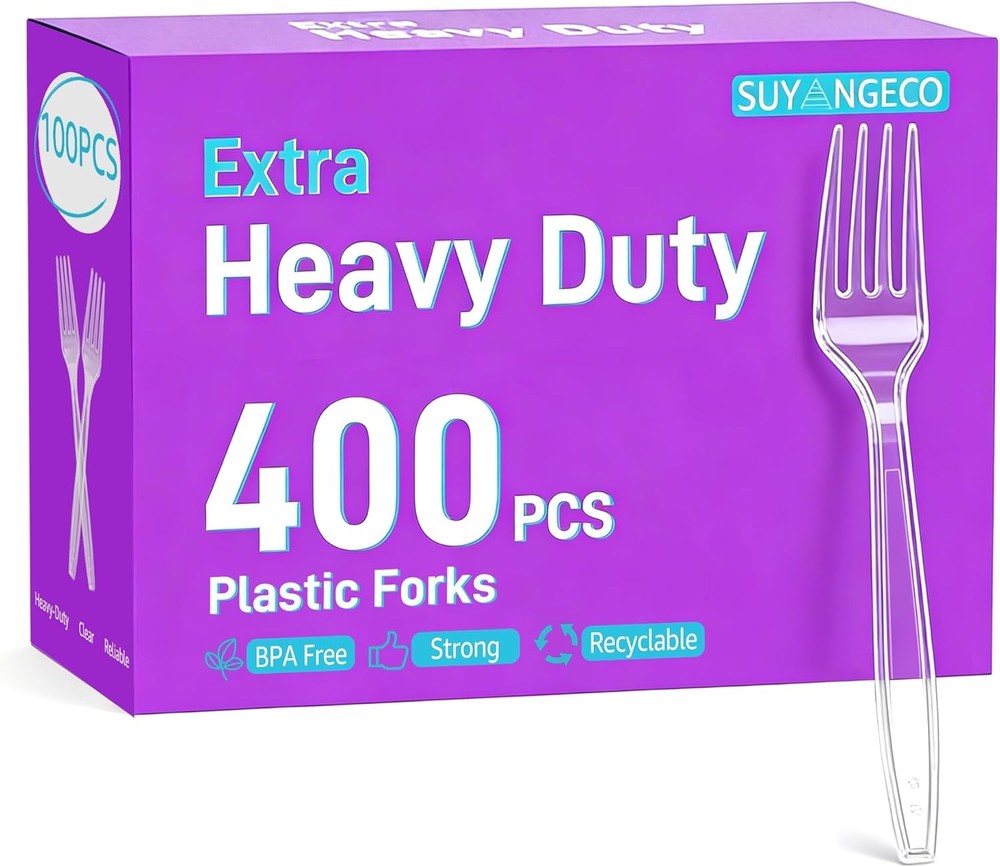 [] Heavy Duty Clear Plastic Forks Disposable Plastic Fork Bulk Utensils
