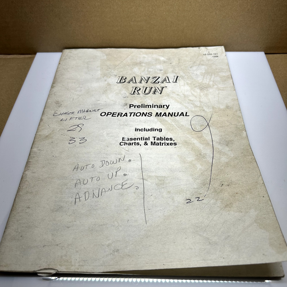 Banzai Run Pinball Preliminary Operations Manual