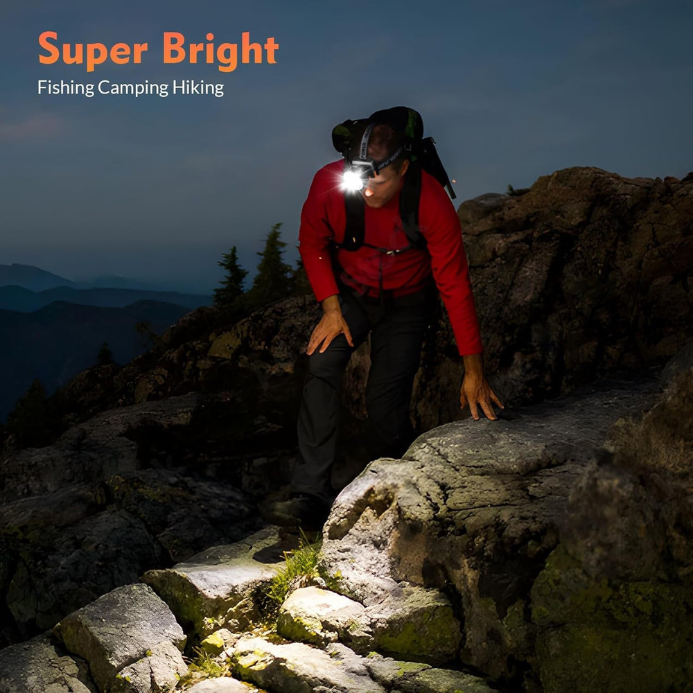 Super Bright Rechargeable Headlamp - 2 Modes LED Spotlight Flashlight