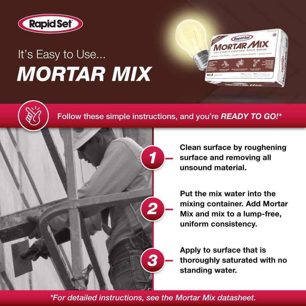 Rapid Set Mortar Mix 55 lb 04010055 High Performance Fast-Setting Cement