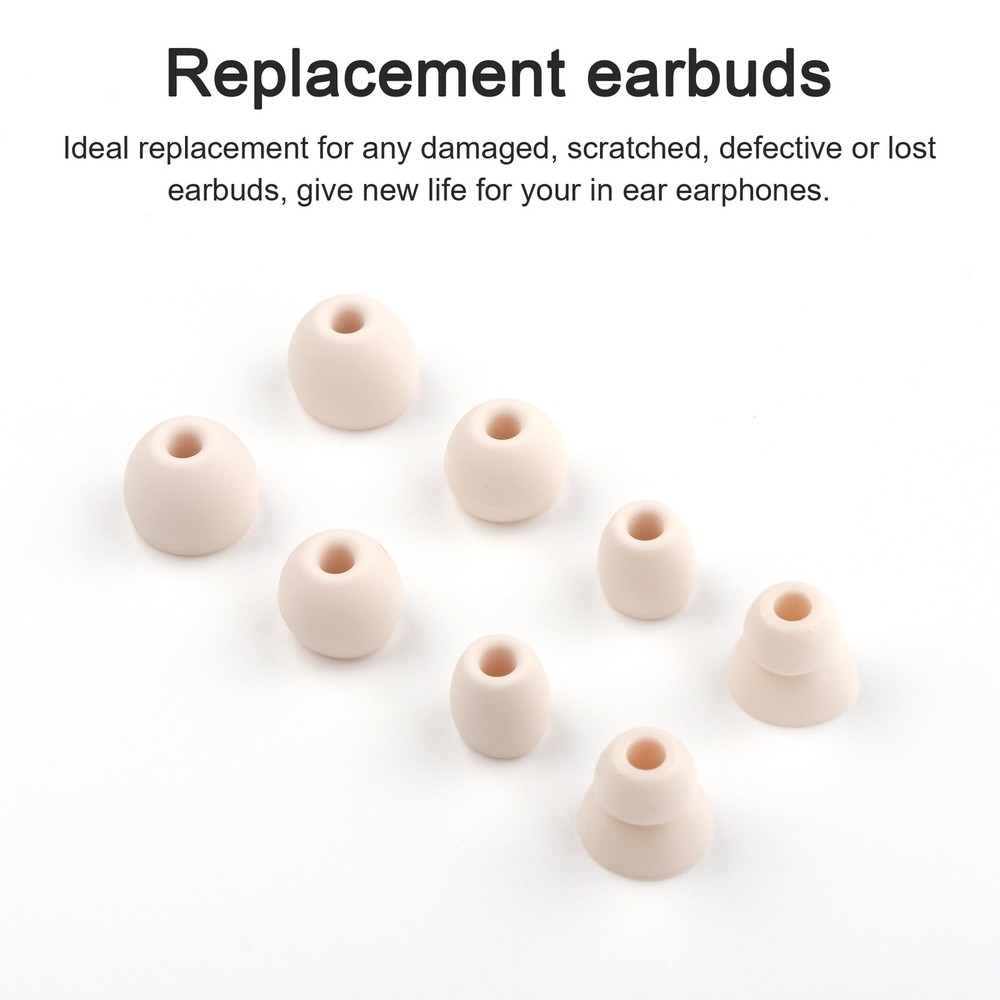 8 Pairs Replacement Eartips Silicone Buds Ear Tips Earbuds Set Lvory