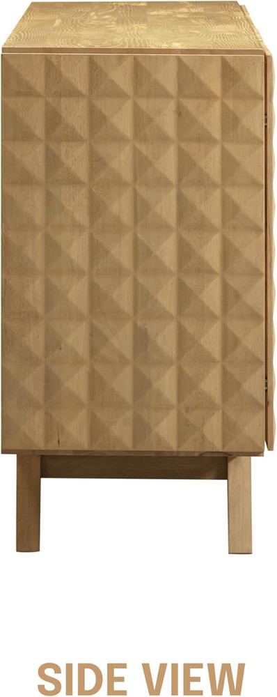 Mid-Century Modern Solid Wood Sideboard Buffet Cabinet with Geometric Fronts