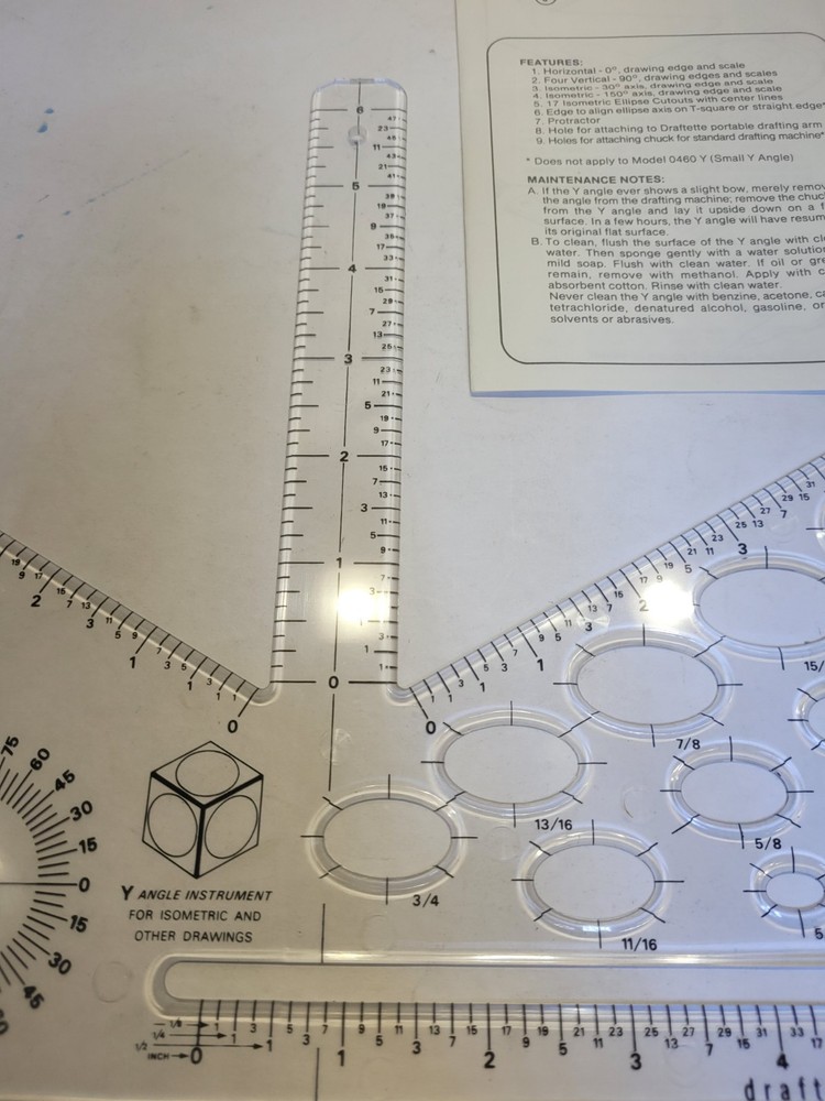 Draftette Y Angle Multipurpose Drafting Angle Measuring Tool Ruler
