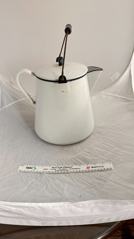 Vintage White Enamelware Coffee Percolator