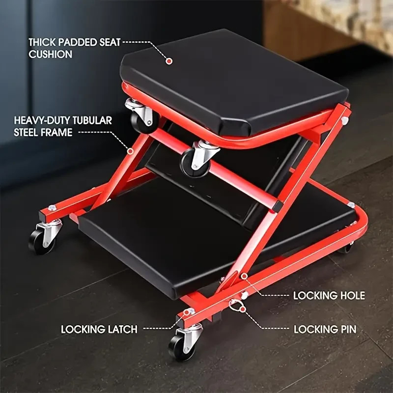 Foldable Z Creeper 2-in-1 Rolling Folding Car Creeper & Seat