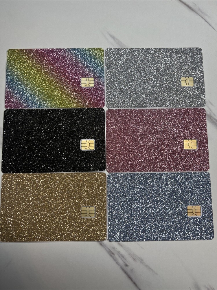 Credit card sticker. Glitter skin SILVER