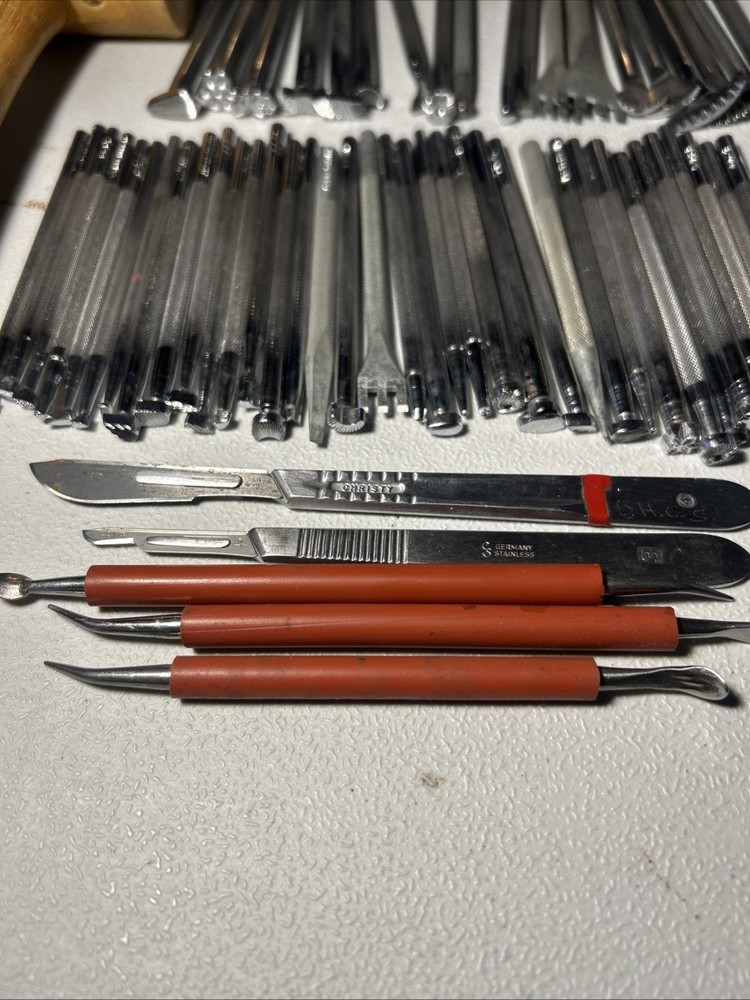Vintage Leather Working Tools Craftool plus extras - 70 pcs total