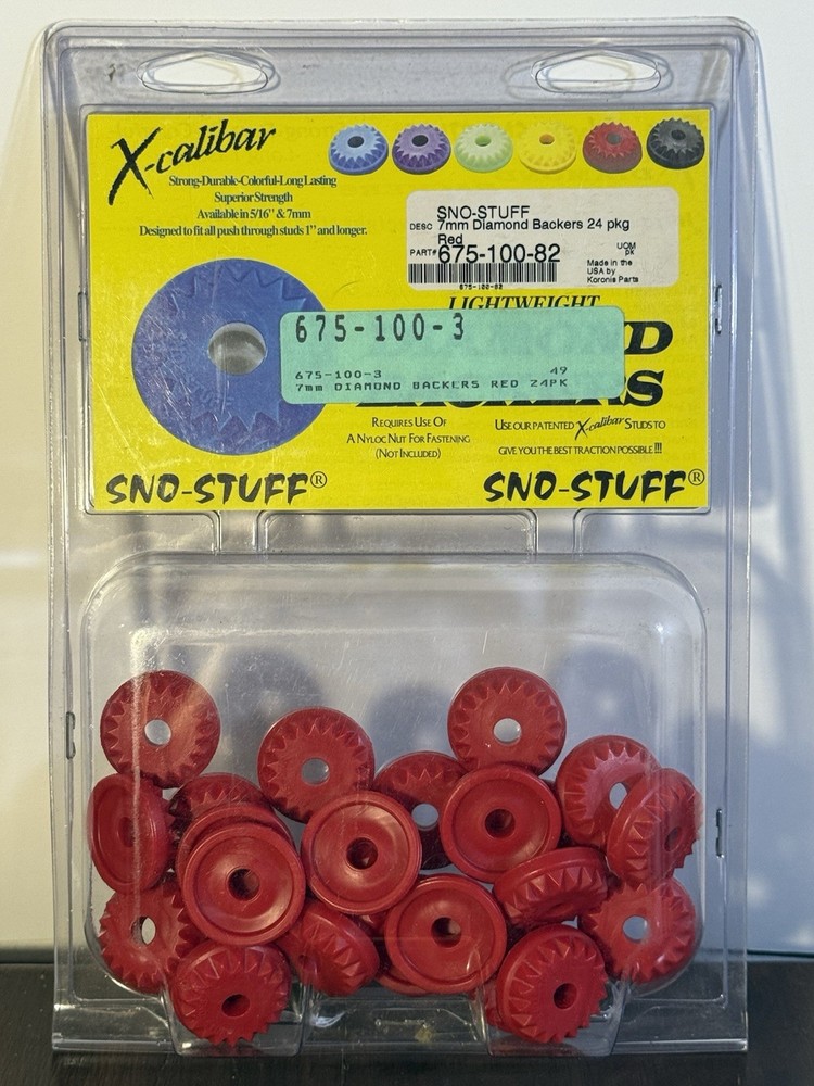 Sno-Stuff Snowmobile Track Stud Lightweight Diamond Backers 7mm 24ct Red Pack