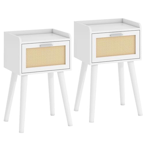 Nightstand Set of 2, Small Bedside Table, End Table with 2 Package White