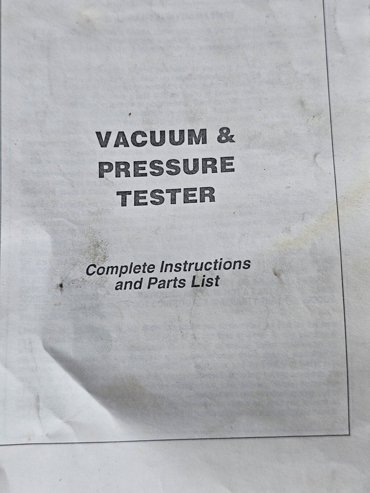 Vacuum Pressure Tester