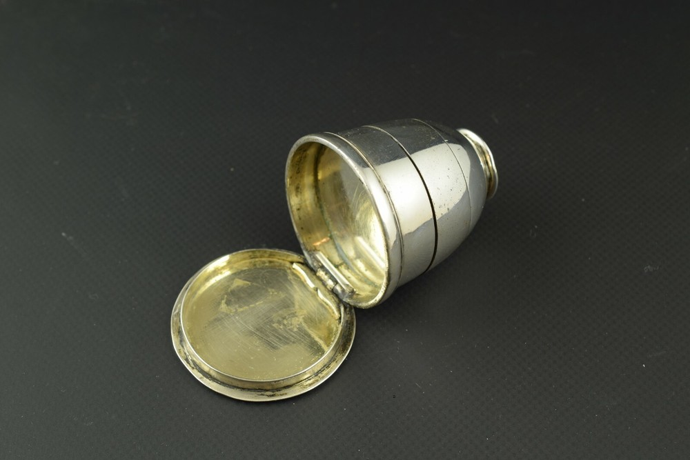Three-part silver salt shaker or cellar. XIX century.