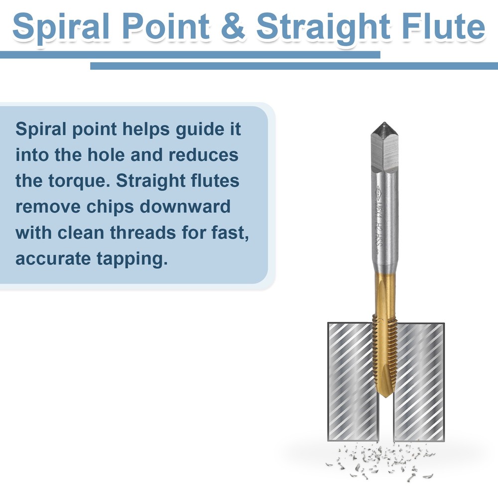 Spiral Point Threading Tap M6 x 1 Thread Titanium Coated HSS 10pcs