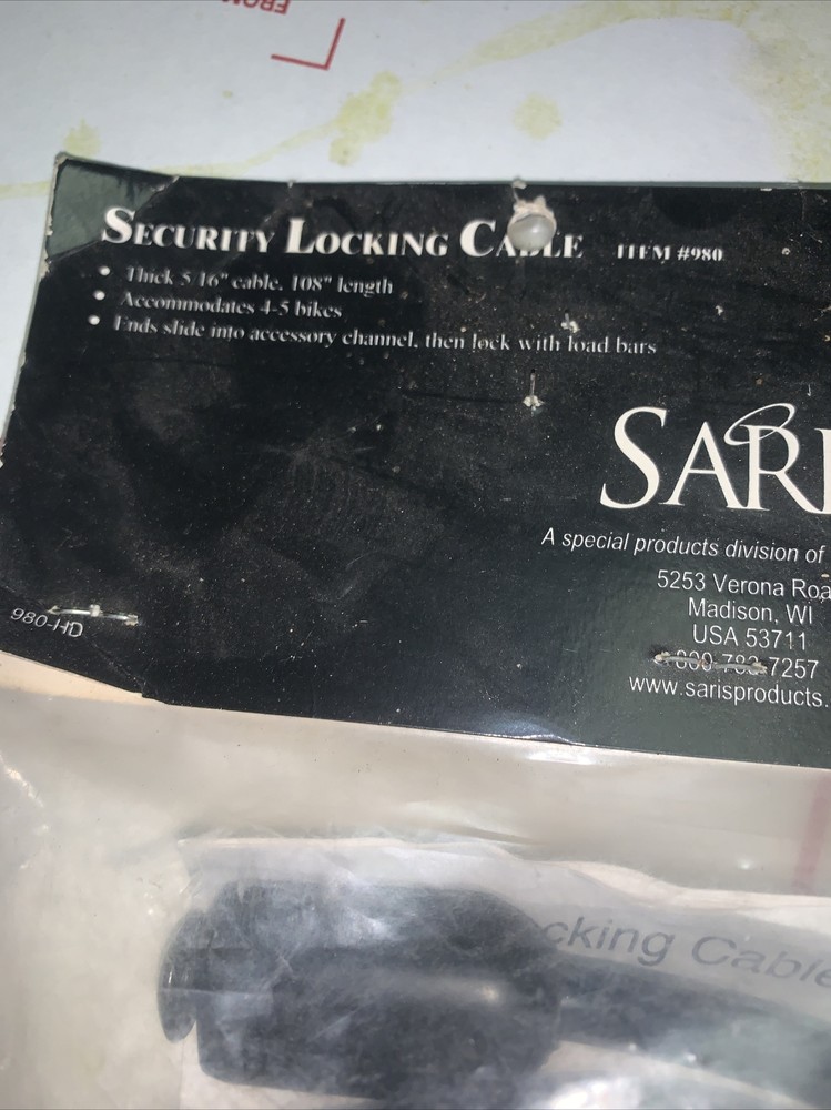 SARIS Security Locking Cable Item #980 bike lock cable