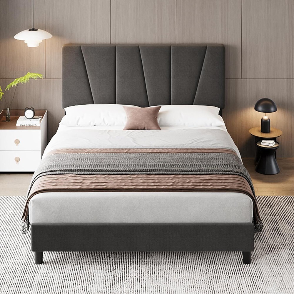 King/Queen/Full/Twin Size Bed Frame Upholstered Platform Bed Frame and Headboard