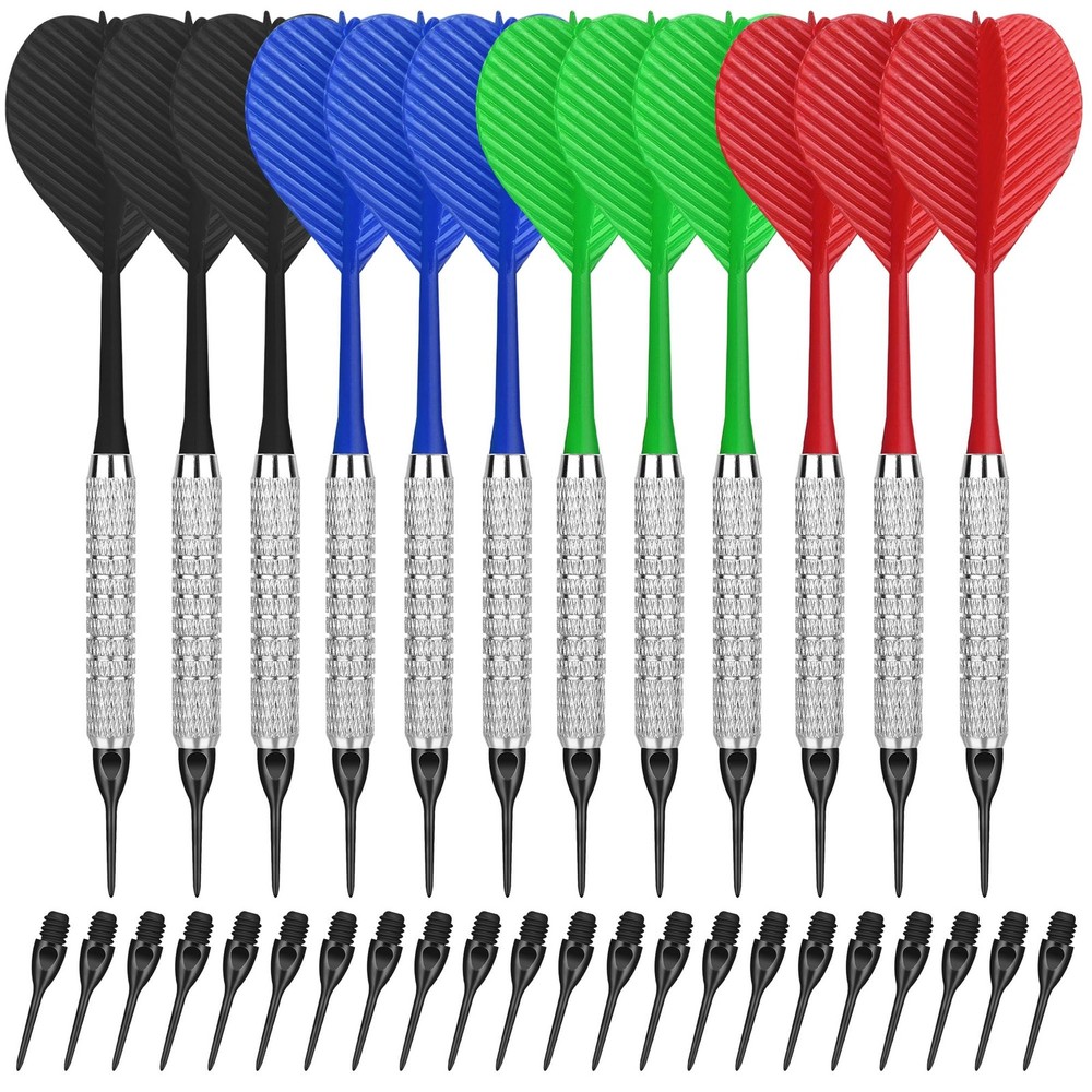 Plastic Tip Darts,12pcs Soft Darts Set with 100 Plastic Tips for Electronic