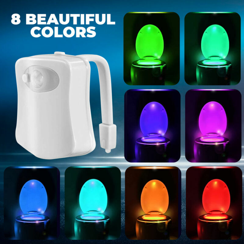 8-Color Changing Motion Sensor LED Toilet Night Light
