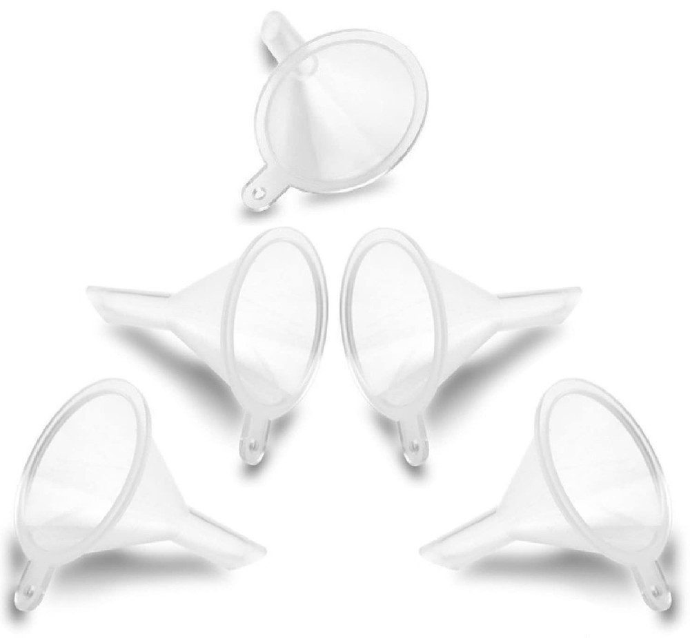 Versatile Mini Funnel Set - 5 Clear Plastic Tools for Easy Pouring & Crafting
