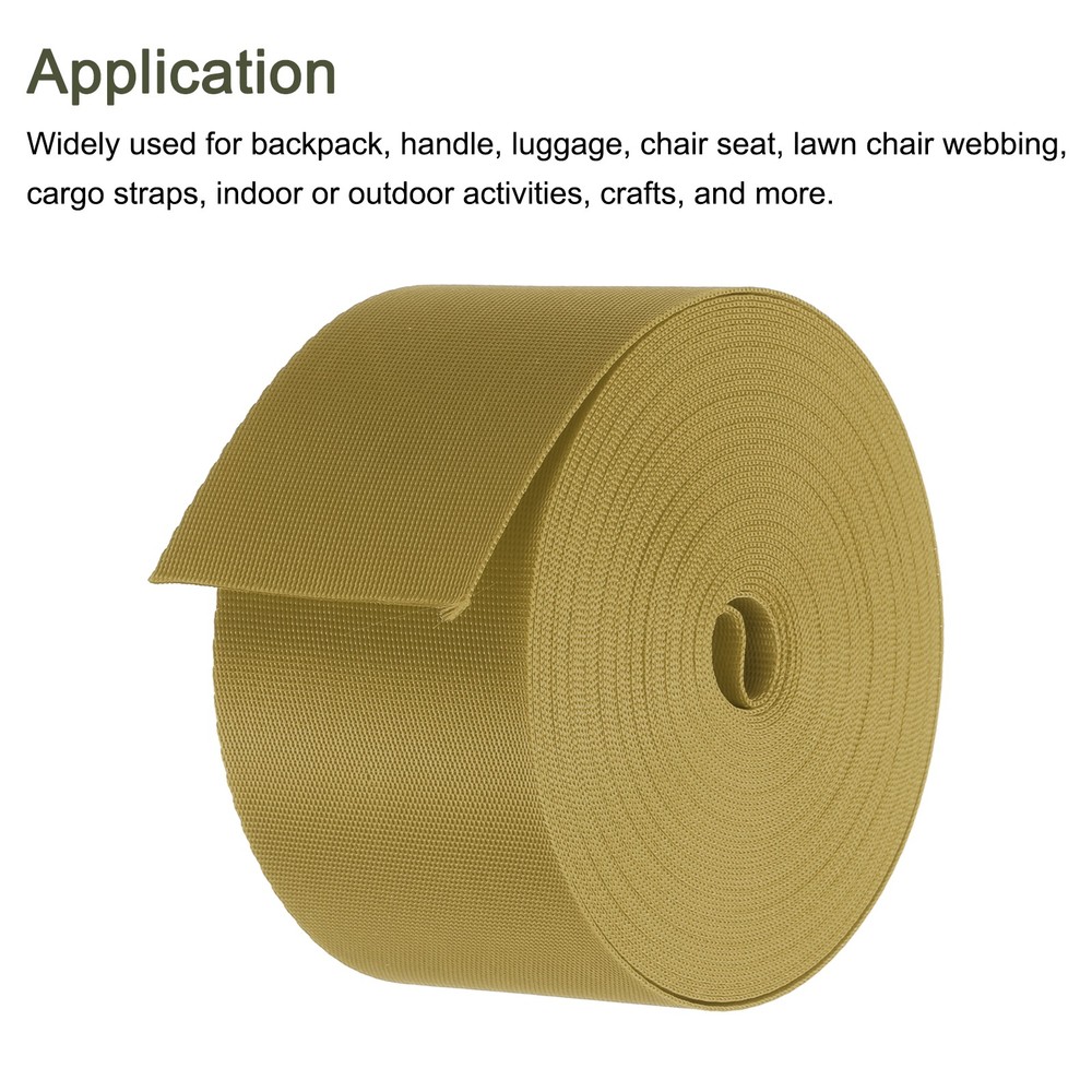 Flat Nylon Webbing Strap 2 Inch 10 Yards Light Brown for Backpack