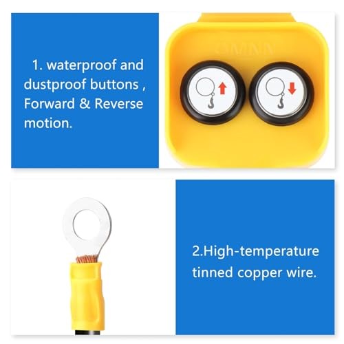 Winch Hand Control Assembly, Yellow Crane Push Button Switch, for 1500lbs to
