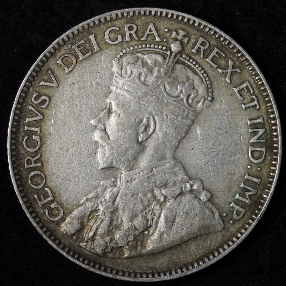 1913 Canada SILVER Twenty Five Cents XF E336 DURCH
