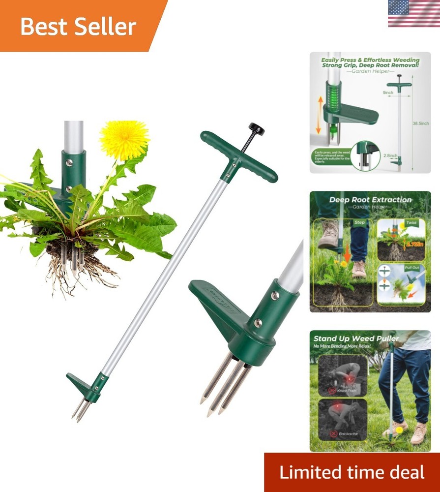 Durable Stainless Steel Weed Puller with 3 Claws - Effortless Weeding Tool
