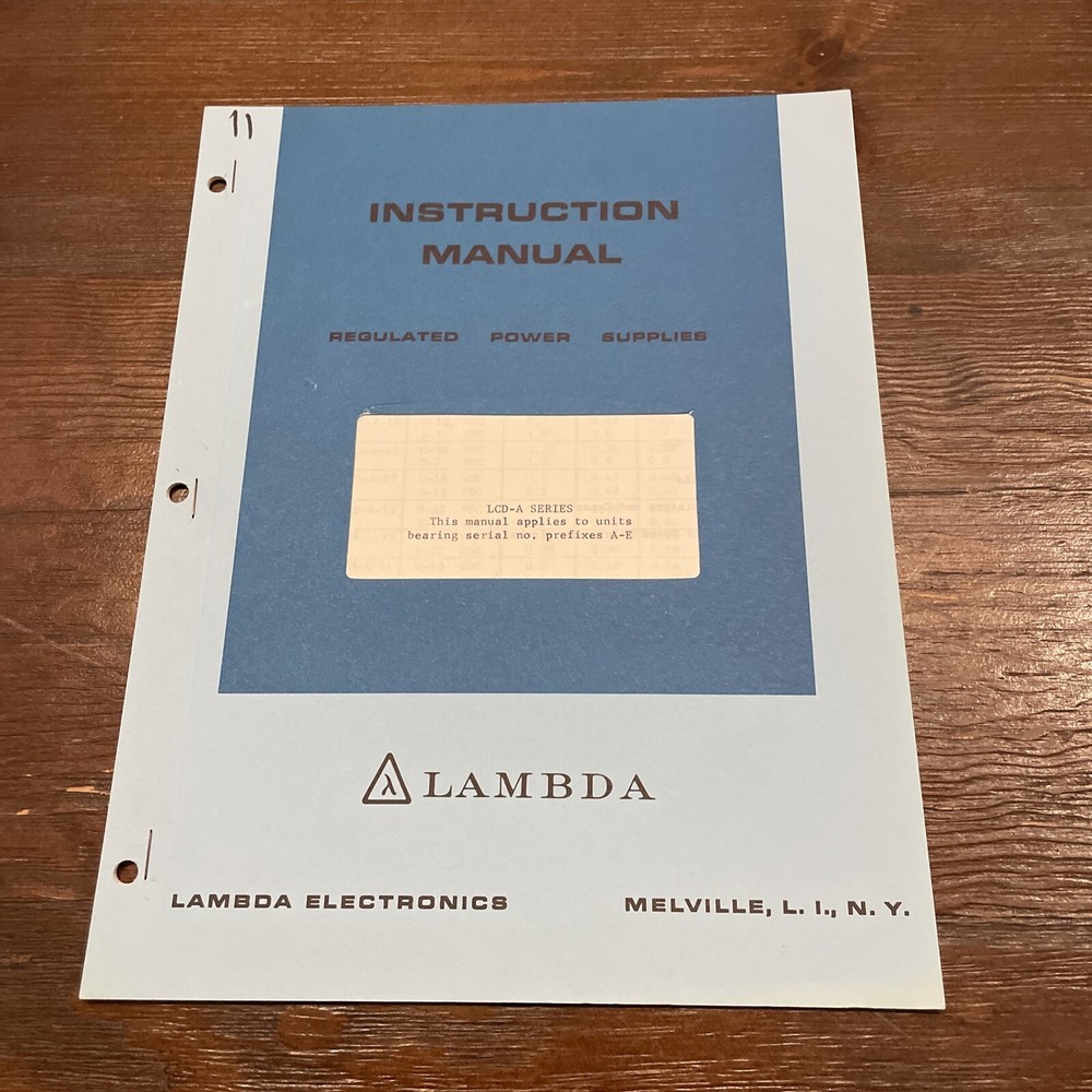 Lambda LCD-A Series Regulated Power Supplies Prefix A-E Instruction Manual