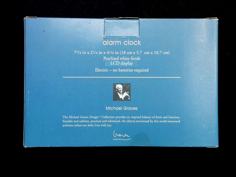 MICHAEL GRAVES DESIGN Postmodern Pearlized White LCD Display Alarm Clock & Date!