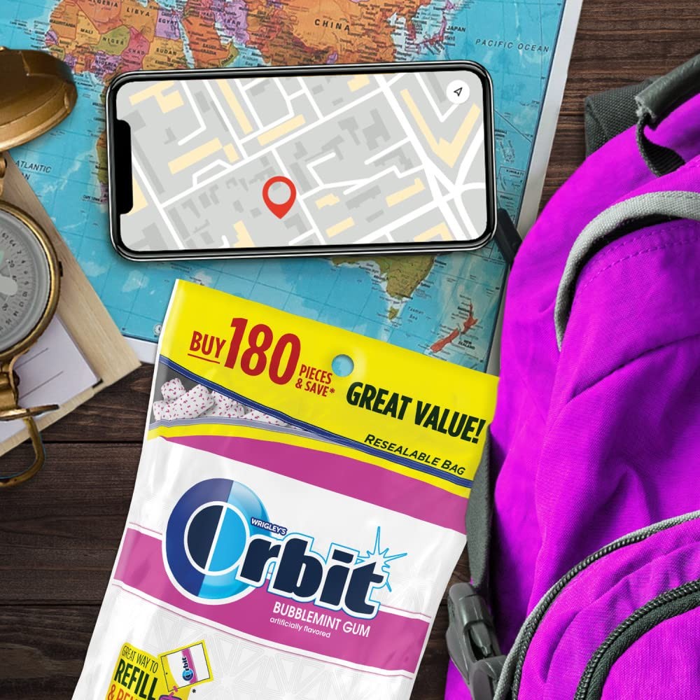 Orbit Bubblemint Sugar Free Chewing Gum, Value Pack - 180 Ct Bag
