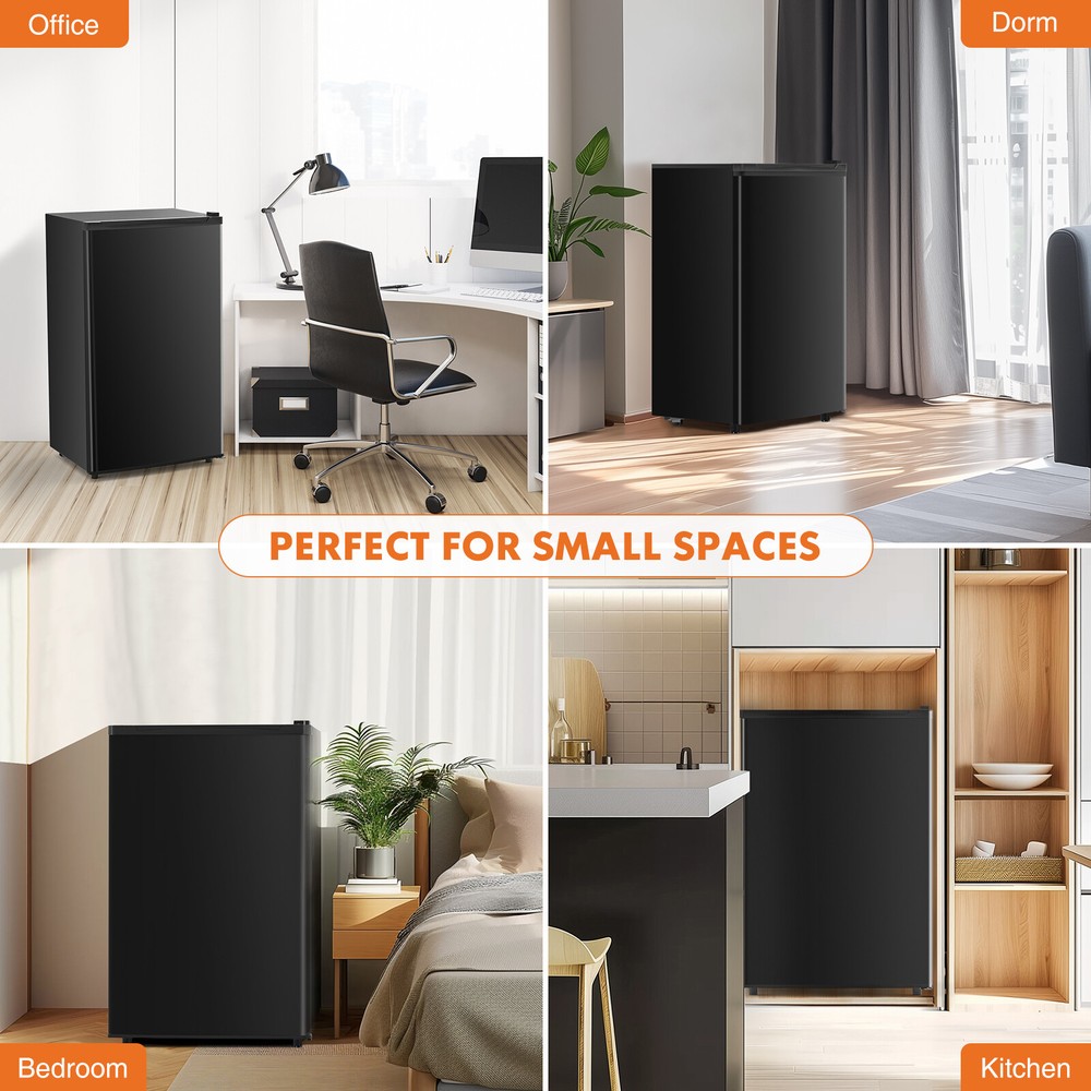 Mini Fridge with Freezer Small Refrigerator Adjustable Thermostat Low Noise