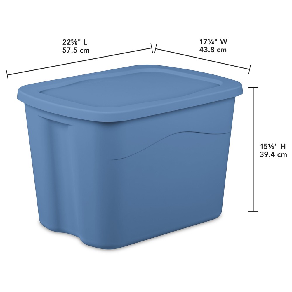 18 Gallon Plastic Storage Container with Snap-on Lid, Light Blue, 8 Pack！
