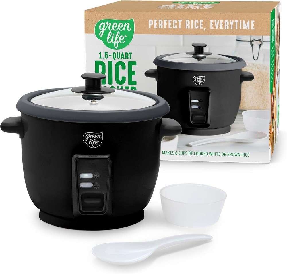6-Cup Space-Saving Rice Cooker with Removable Ceramic Pot & Easy Clean Design