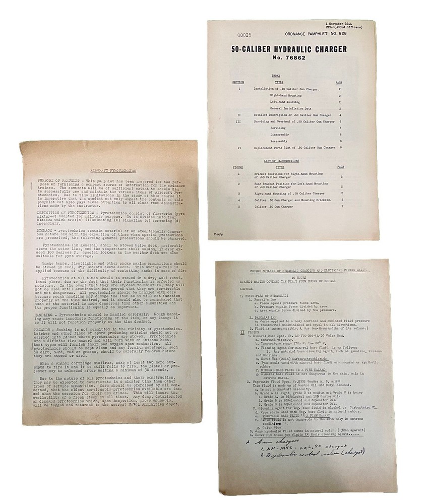 WWII Advanced Aviation Ordinanceman Naval Training Station Course Documents