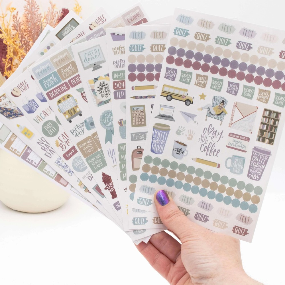 Planner Stickers | Teacher Pack | Cool Tones