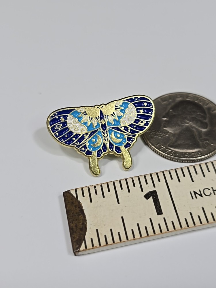 Butterfly White Blue & Light Blue Lapel Pin