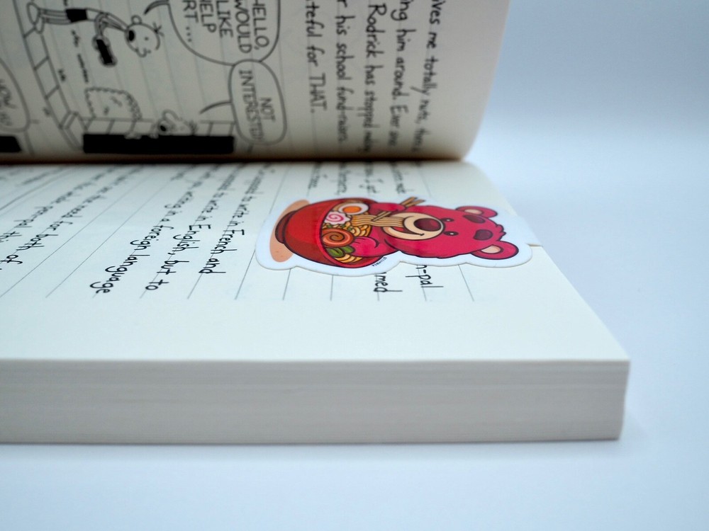 Ramen lover pink bear magnetic bookmark