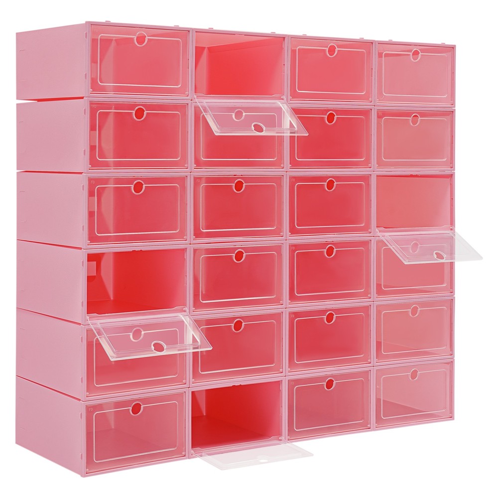 24-Pack Clear Lid Shoe Storage Boxes – Stackable & Space-Saving Solution