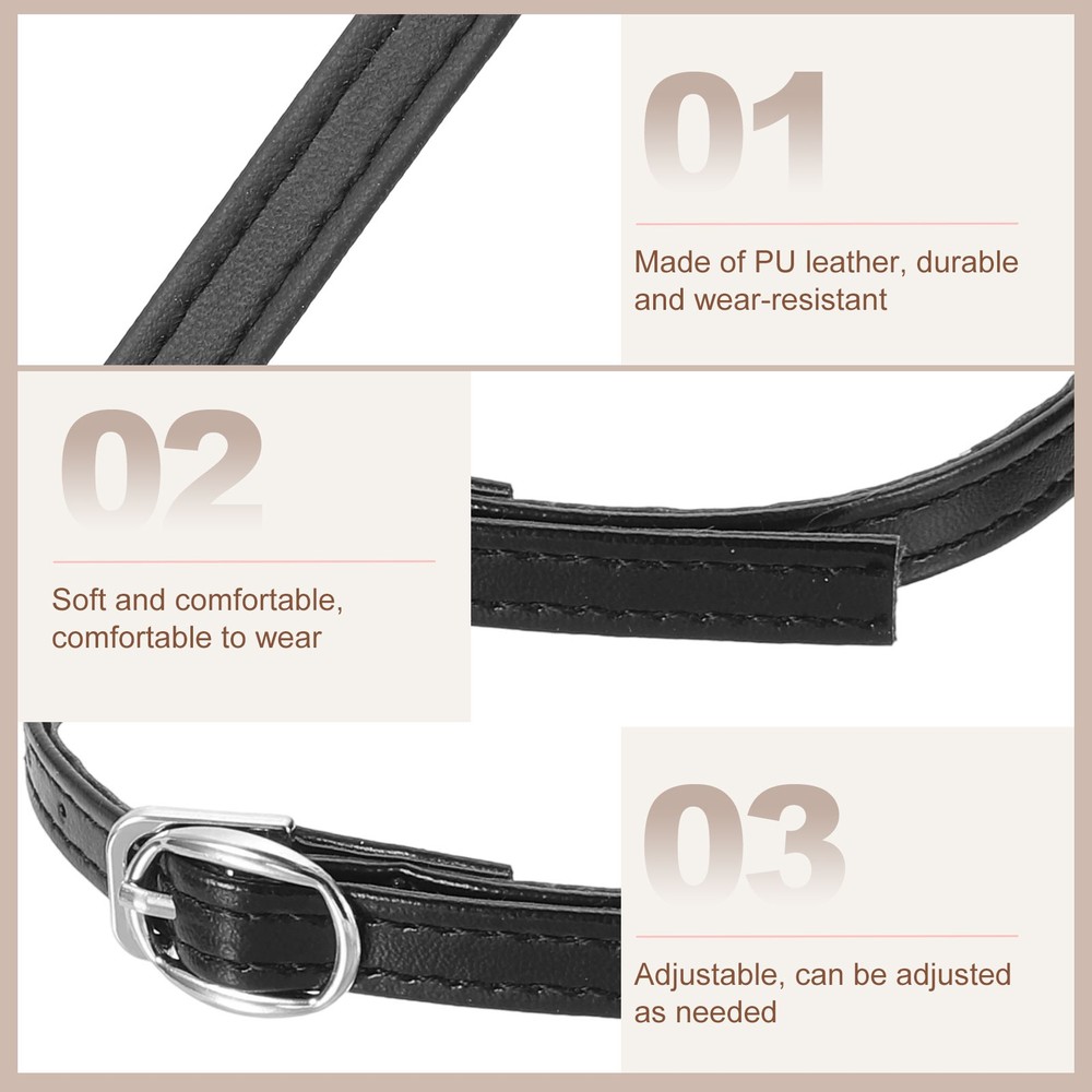 2 Pair Replacement Ankle Strap for Heels Leather Shoe Band Matte Black