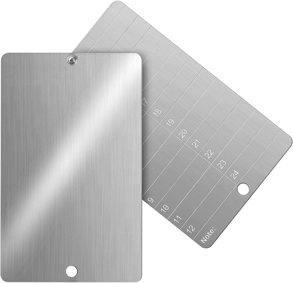 Compact Metal Seed Phrase Storage: 2 Laser-Etched Plates for Crypto Security