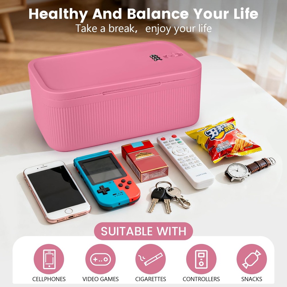 Small Lock Box,Lockable Storage Box with Combination Code 9.25 inches, Pink