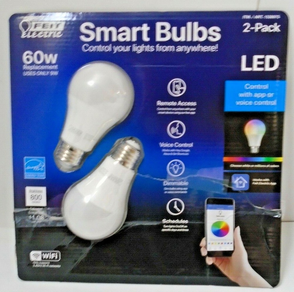 FEIT Electric Smart Wi-Fi LED Color Changing Dimmable 60W Bulbs 2-pk or MORE