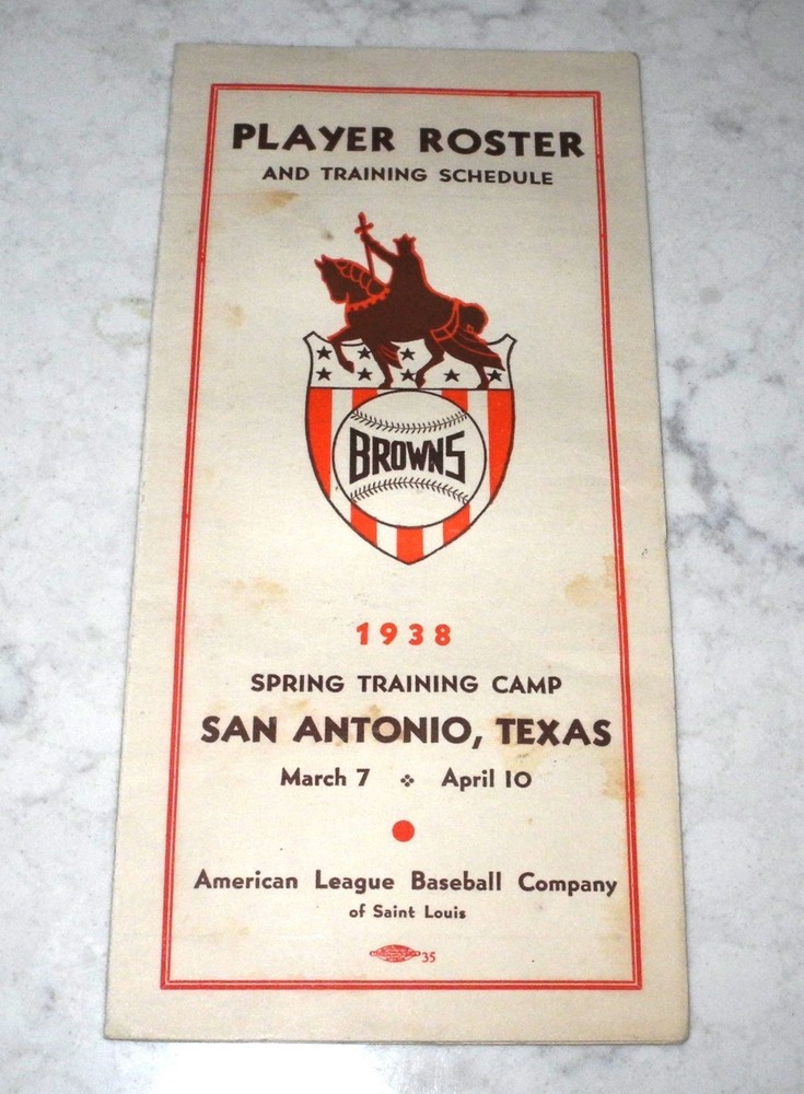 1938 Baseball St. Louis Browns Spring Training Media Guide Book Roster Program