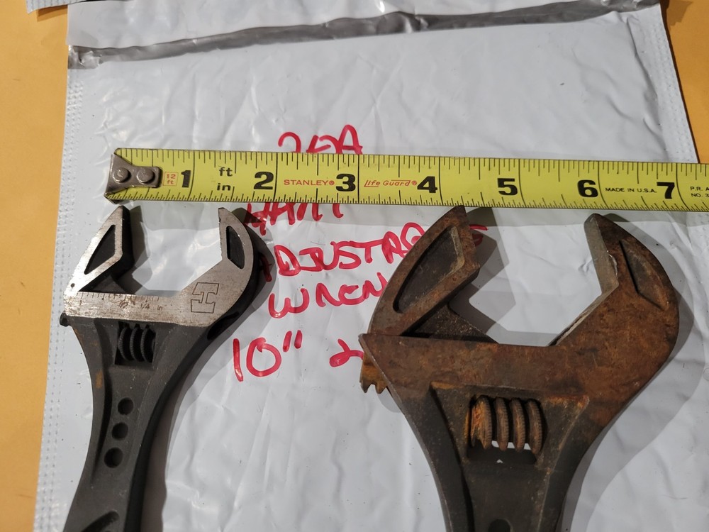 2 EA HART 10" & 6" ADJUSTABLE WRENCHES - GREAT BUY GREAT SHAPE