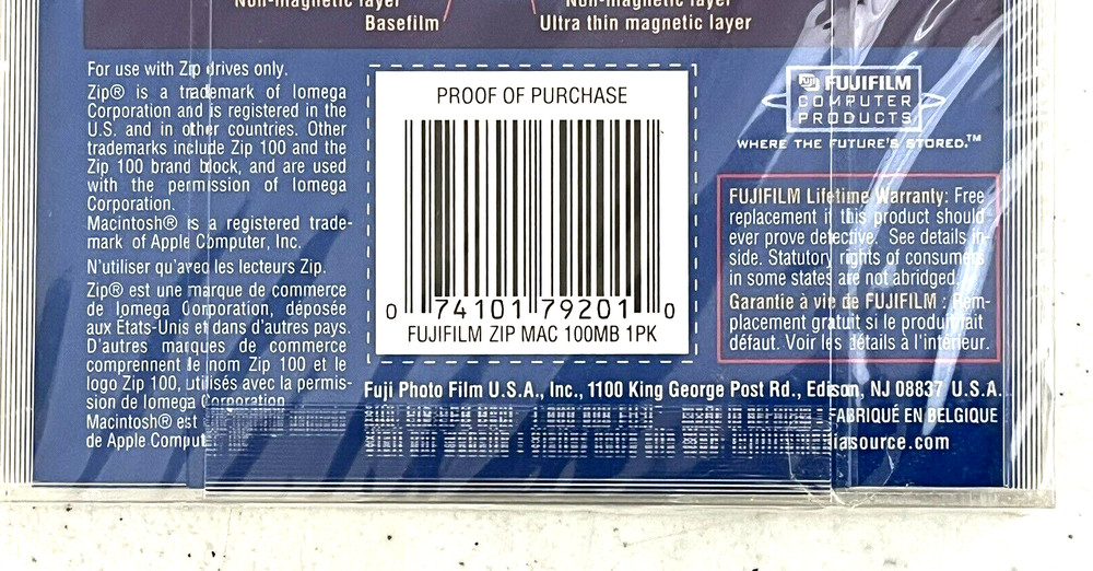 Fujifilm ~ Zip 100 MB Disk ~ MAC Formatted ~ New/Sealed
